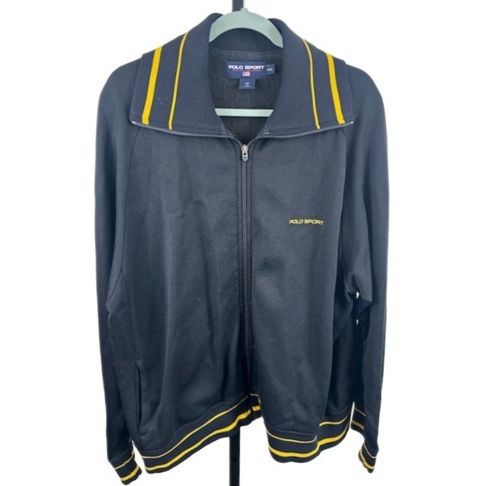 Polo Sport Ralph Lauren Jacket Coat Full Zip Black Yellow Men's Size XXL